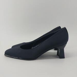 Stuart Weitzman Pumps Womens Size 7 Stuart Fabric Square Black Heels
